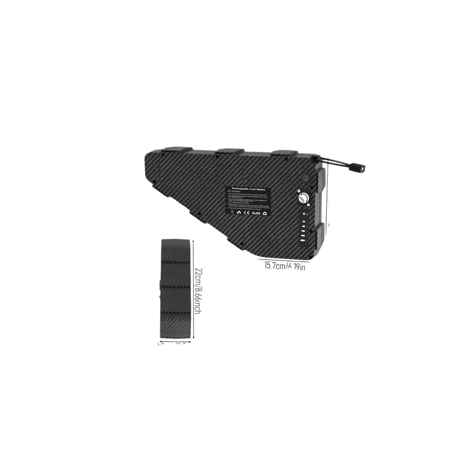 E-Bike Battery Box 🔋 | 48V–84V Carbon Style Battery Case with Switch & Charge Port