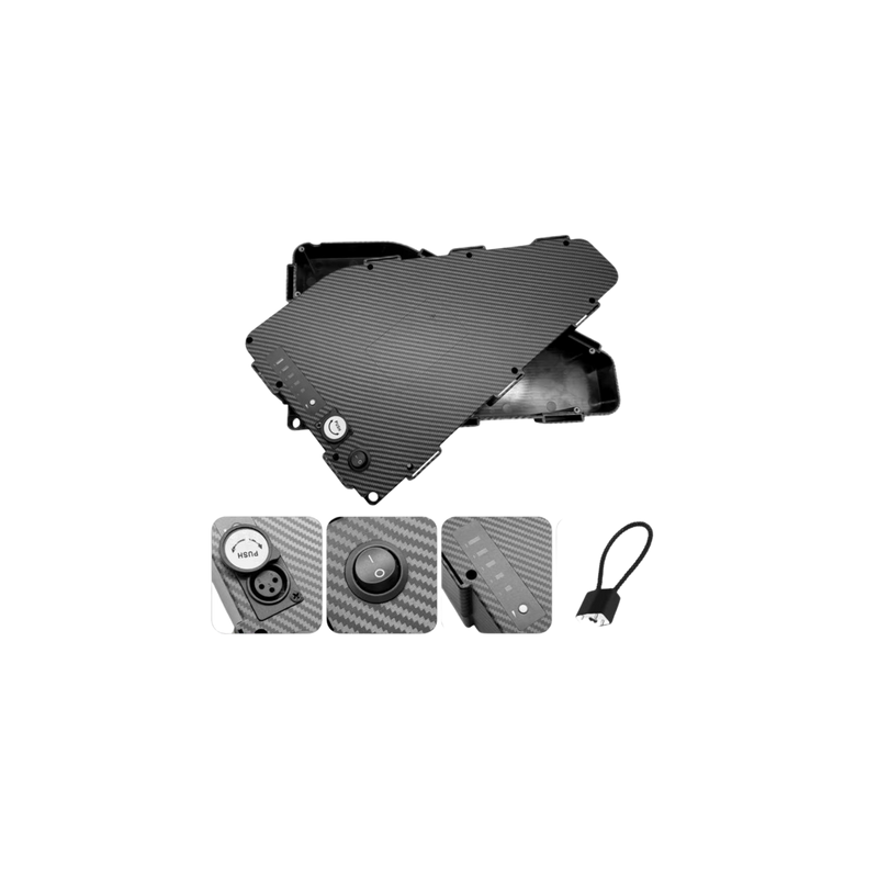 E-Bike Battery Box 🔋 | 48V–84V Carbon Style Battery Case with Switch & Charge Port-1