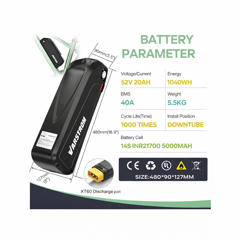 52V 20Ah E-Bike Battery