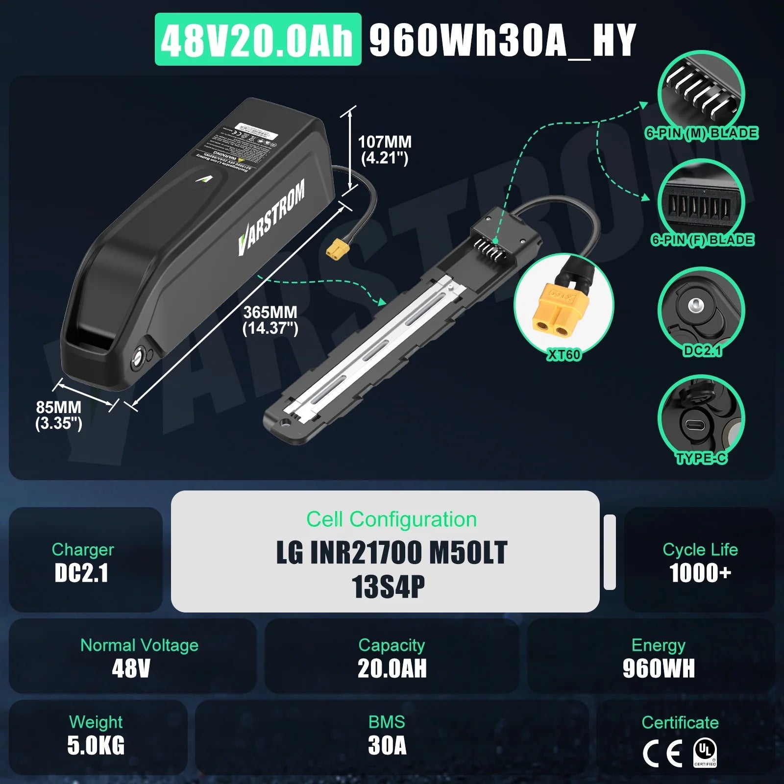 Varstrom 48V 20Ah E-Bike Battery