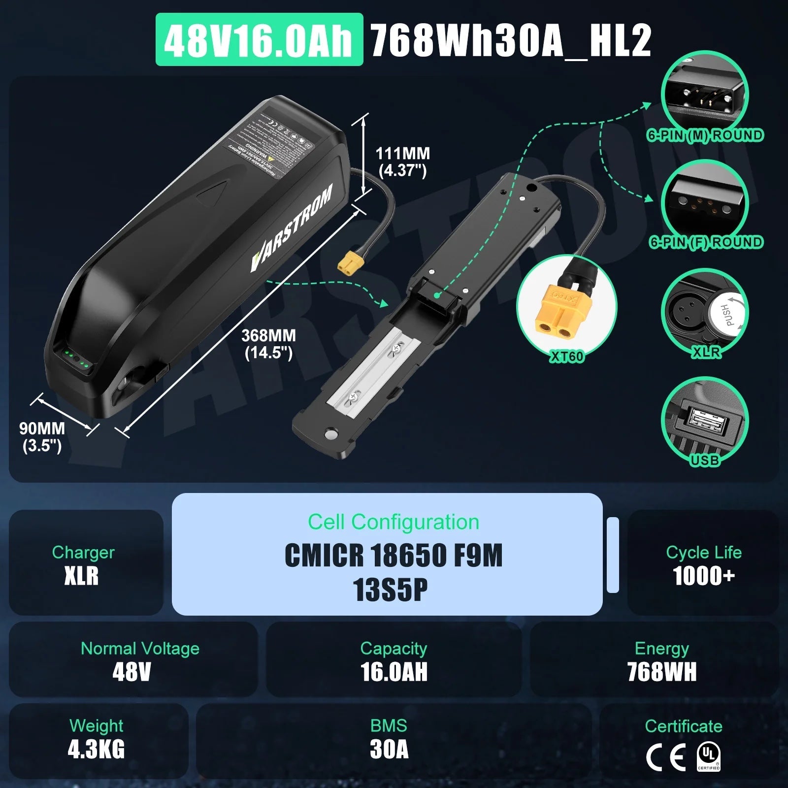 Hailong 48V 16Ah E-Bike Battery