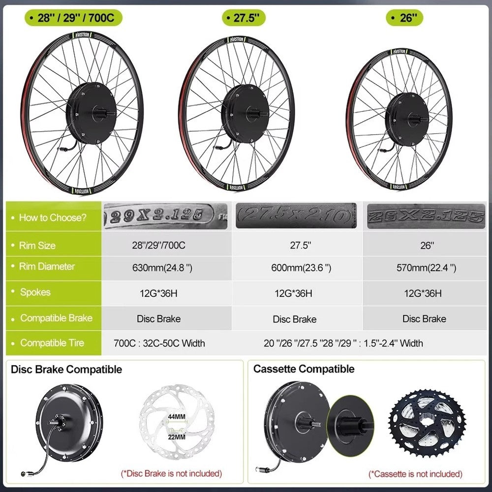 1500W 48V Rear Hub E-Bike Conversion Kit