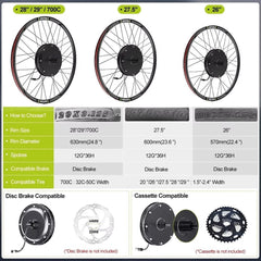 JYLT 1000W 48V Rear Hub E-Bike Conversion Kit 27.5" 700C-2