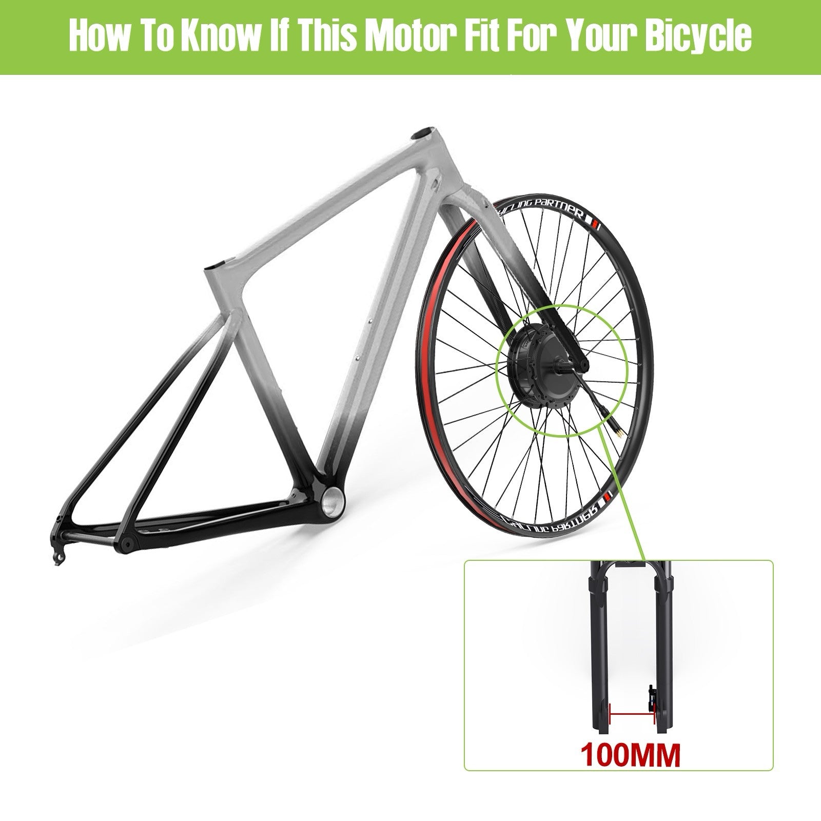 JYLT 1000W 48V Front Hub E-Bike Conversion Kit 27.5" 700C-2