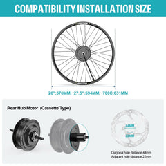 1500W 48V Rear Hub E-Bike Conversion Kit-5